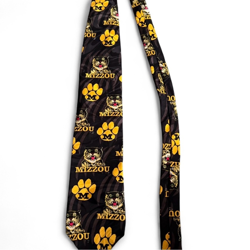 University of Missouri MIZZOU Tiger and Pawprint Gold and Black Collegiate Tie